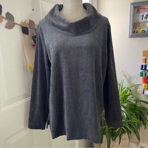 White Stag Velour Cowl Neck Sweater Gray Long Sleeve Women's Pullover, L